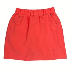 Lou & Grey Neon Coral Athletic Skort Elastic Waist Zip Pockets XS Activewear